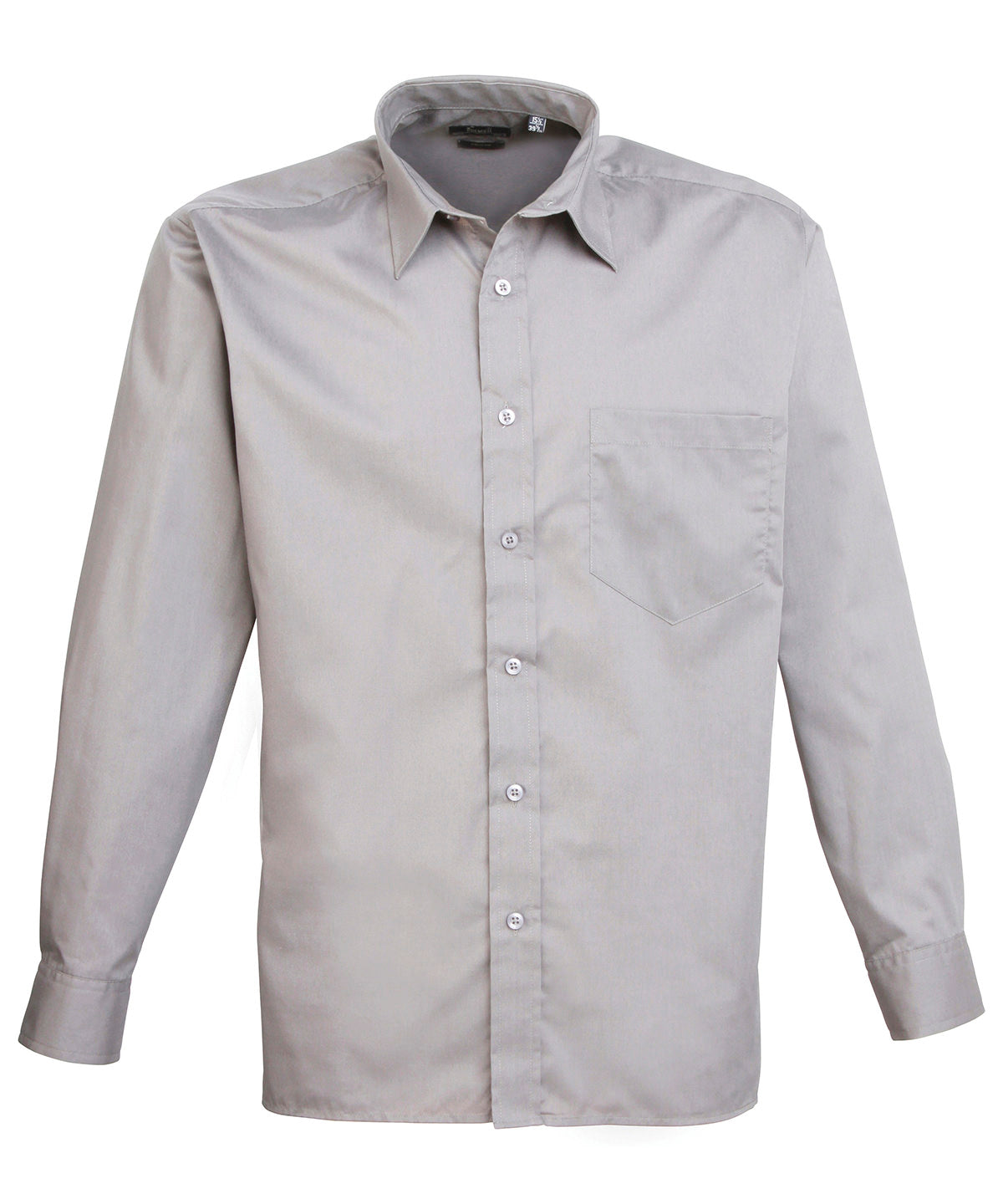 Men's Poplin Long Sleeve Work Shirt - Silver